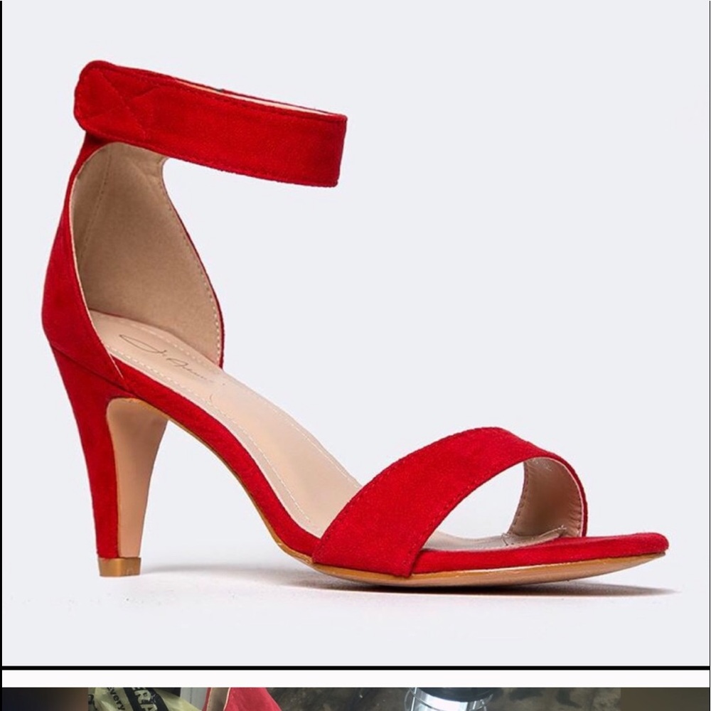 Red strappy sandal heel
